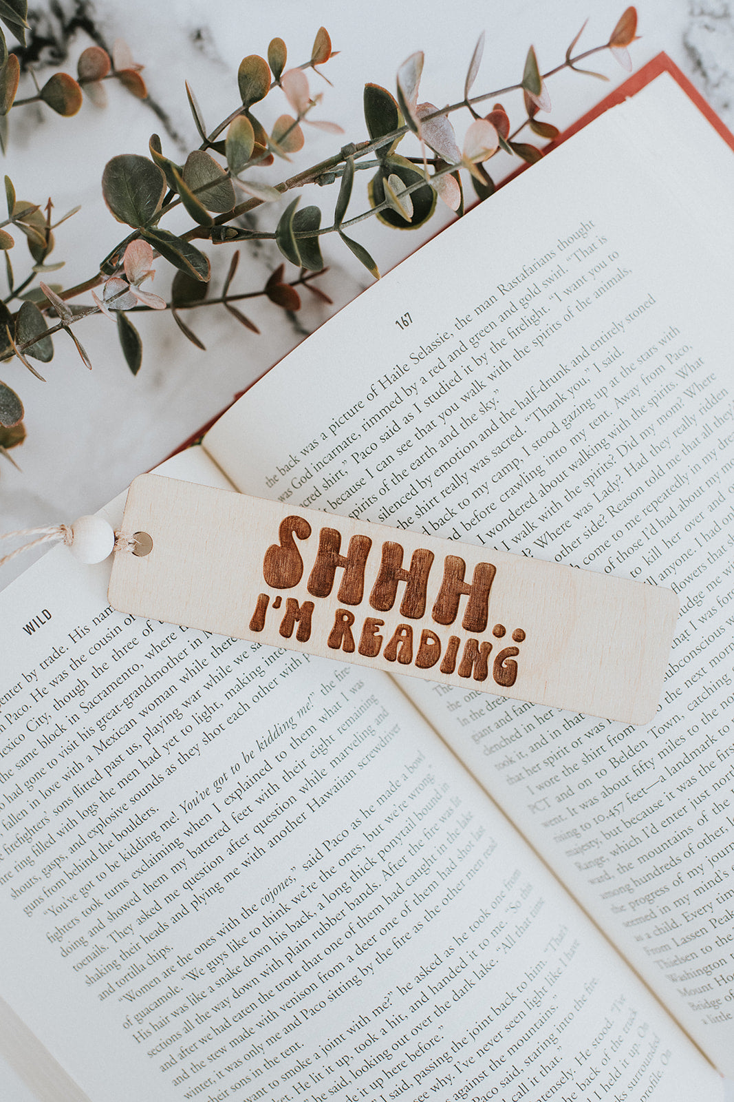 Shhh .. I'm Reading Wood Bookmark image 0
