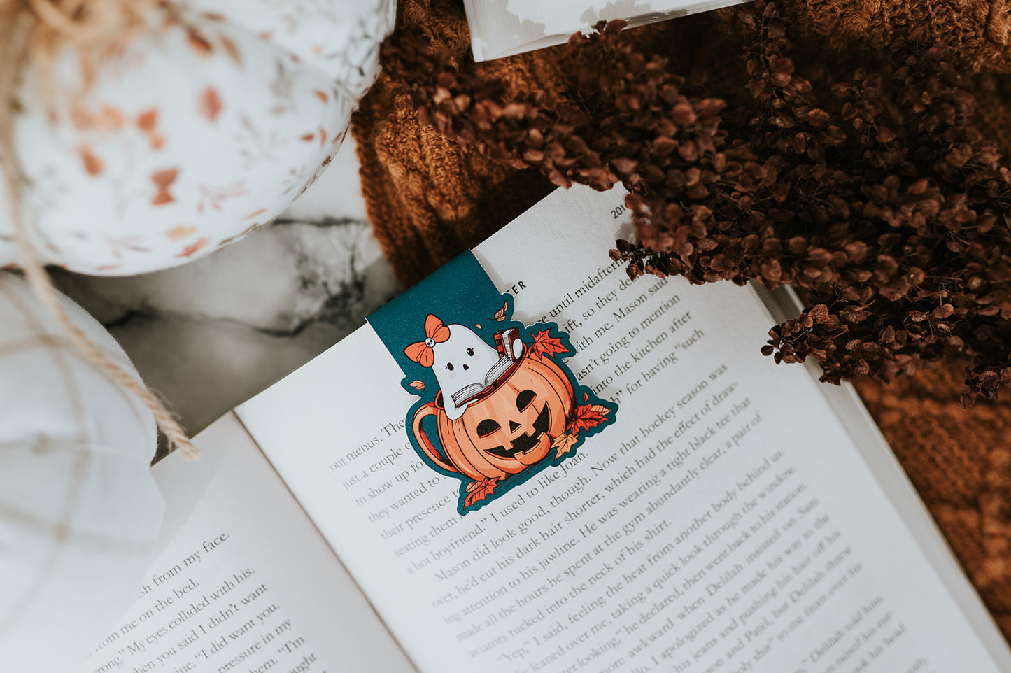 Fall Reading Ghost Magnetic Bookmark image 1
