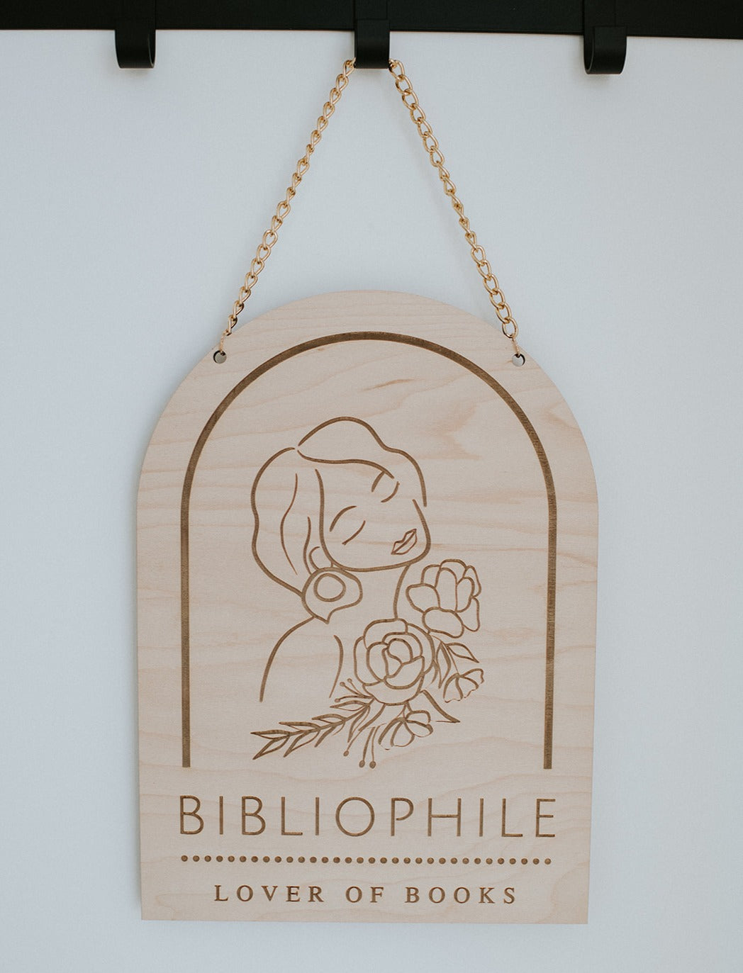 Bibliophile Arch Sign w/ Gold Chain Hanger image 1