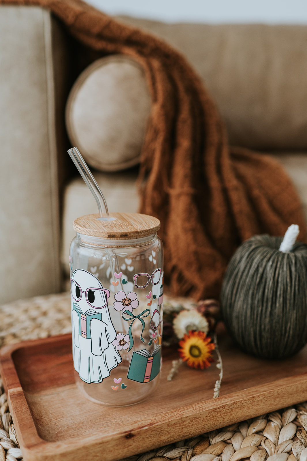 Reading Ghost 16oz Glass Cup image 3