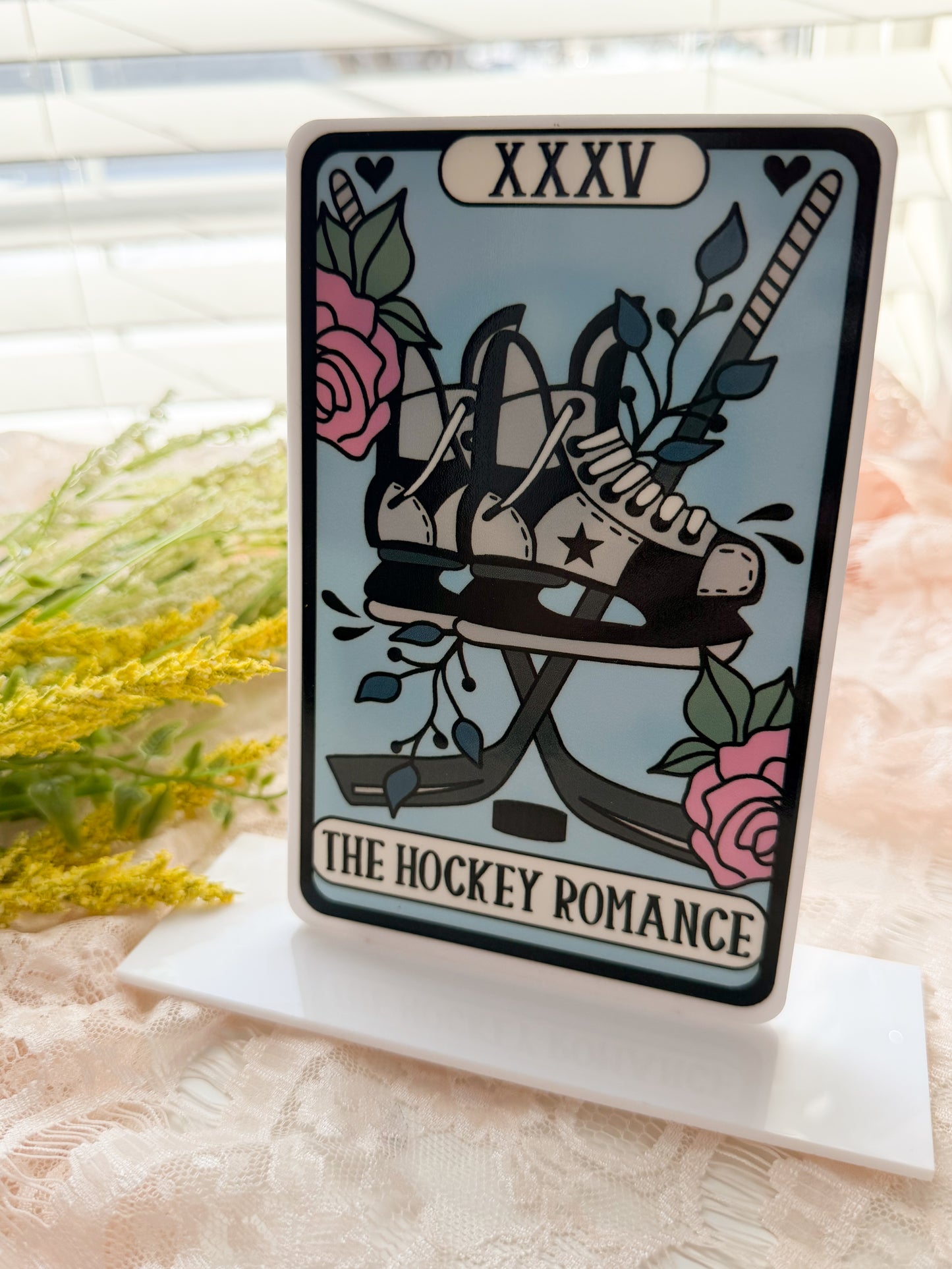 Hockey Romance Tarot Card Acrylic Shelf Sitter w/ Stand