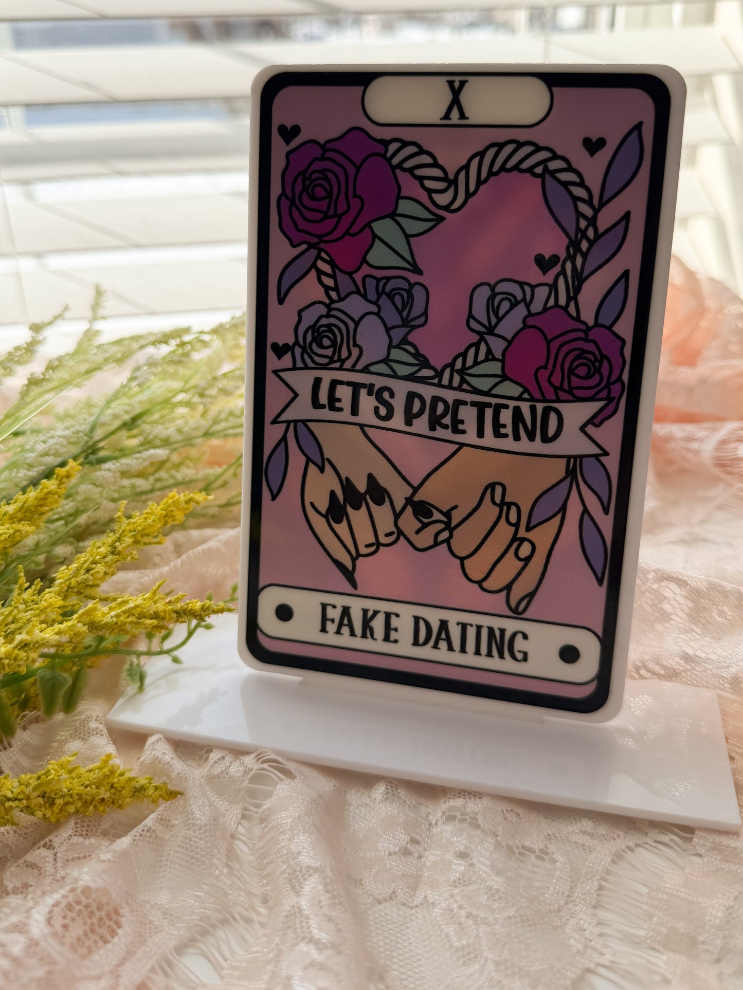 Fake Dating Tarot Card Acrylic Shelf Sitter w/ Stand