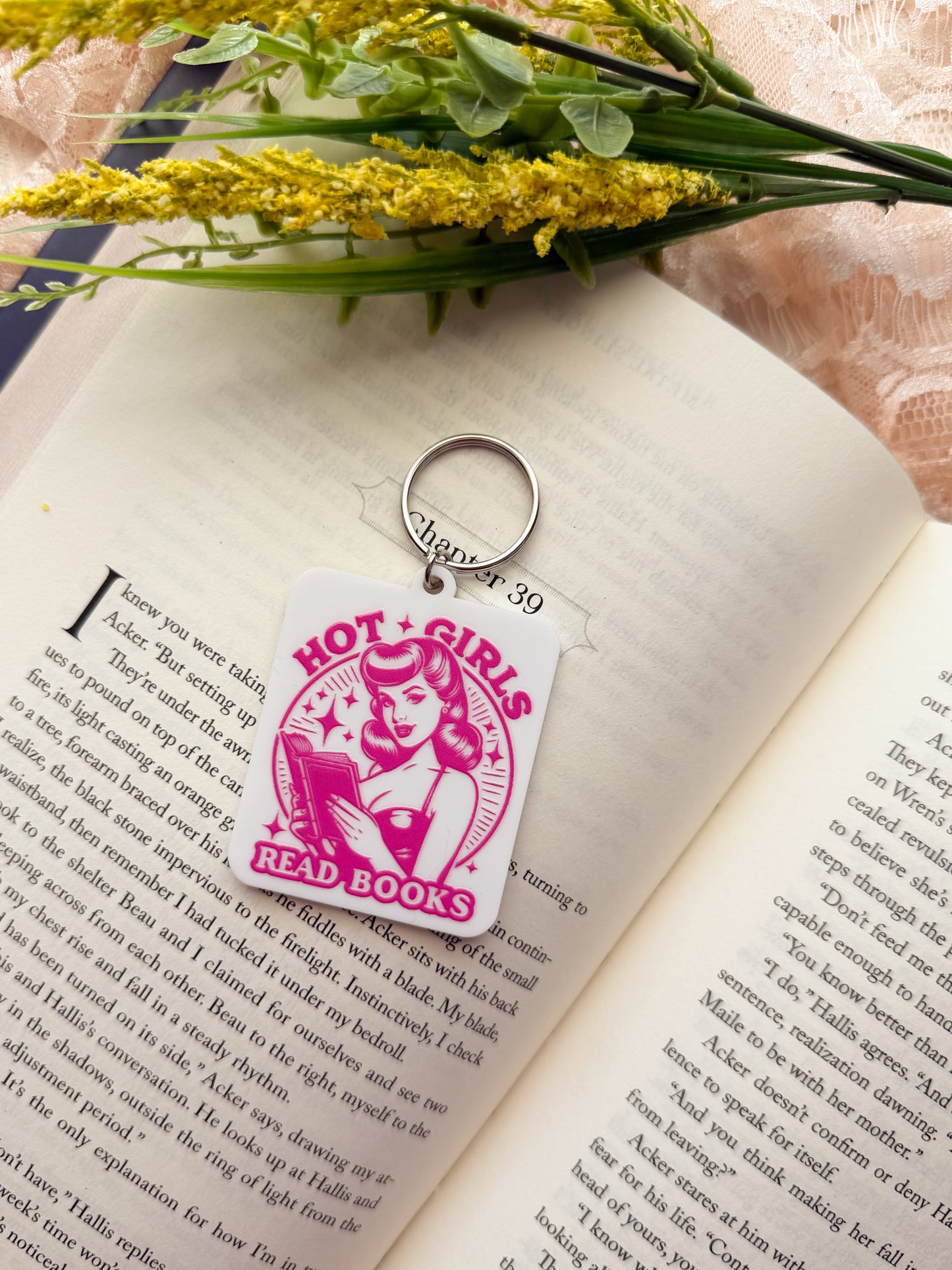 Hot Girls Read Books Acrylic Keychain