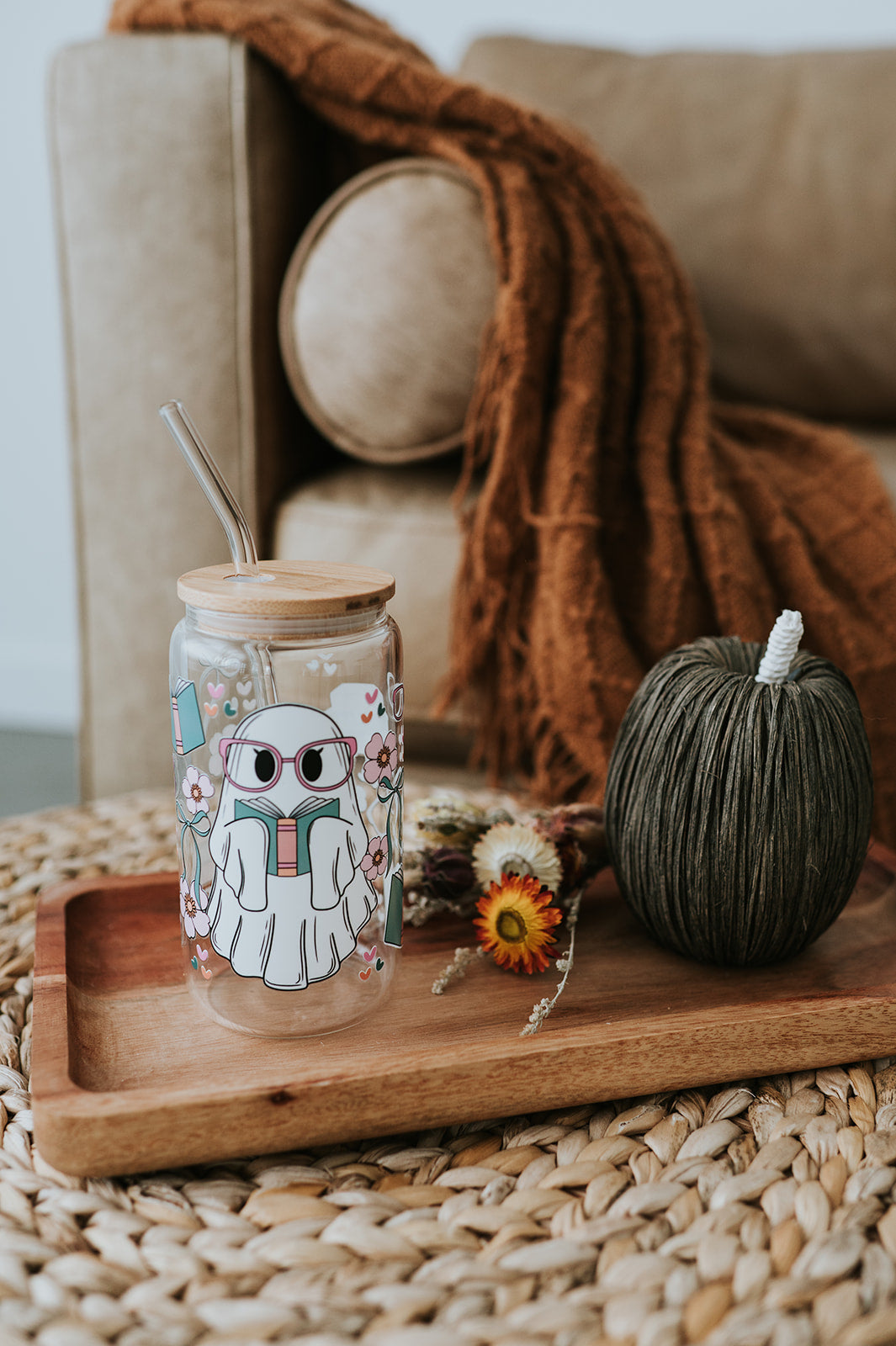 Reading Ghost 16oz Glass Cup image 2