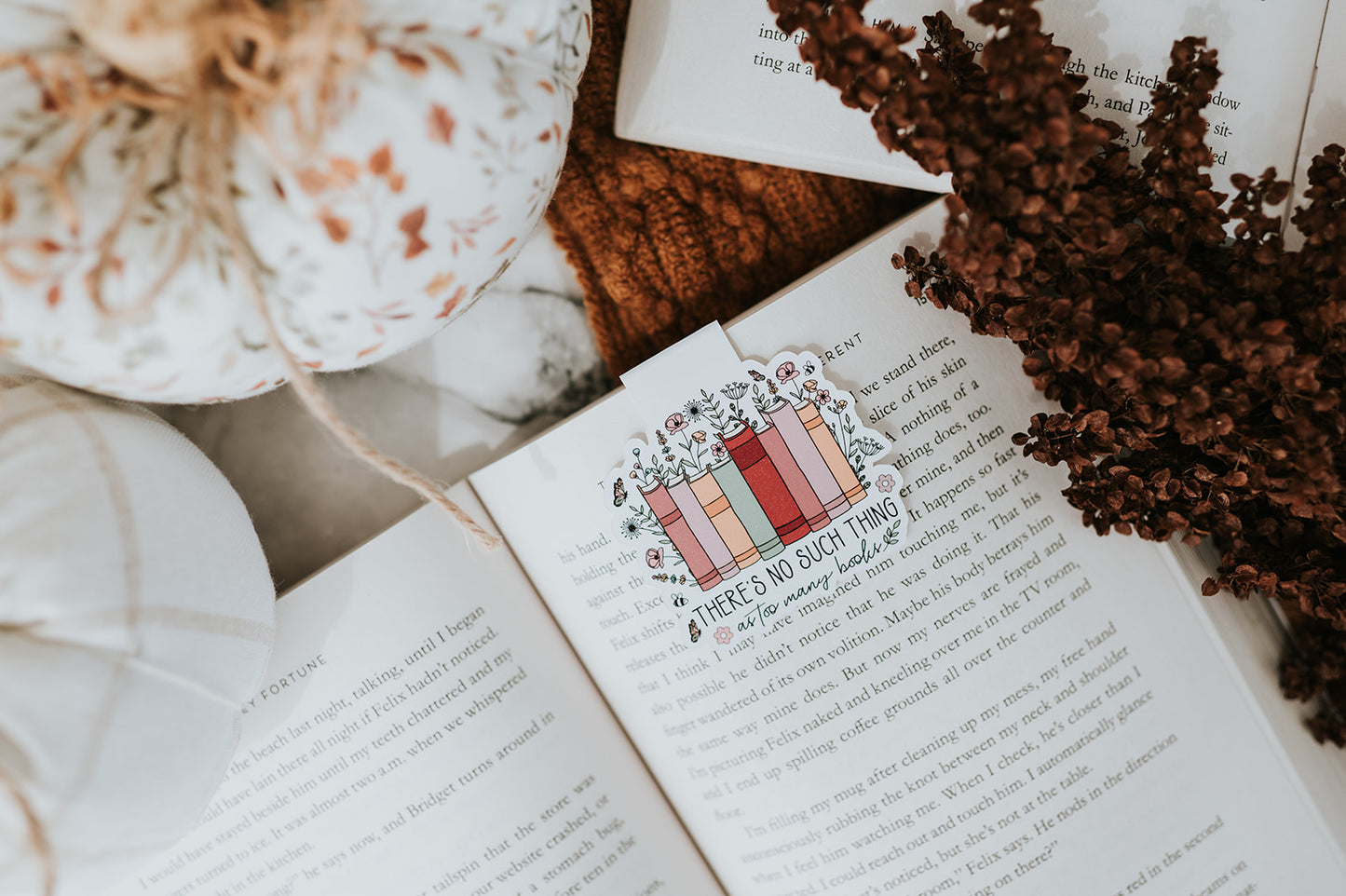 No Such Thing Floral Books Magnetic Bookmark image 1