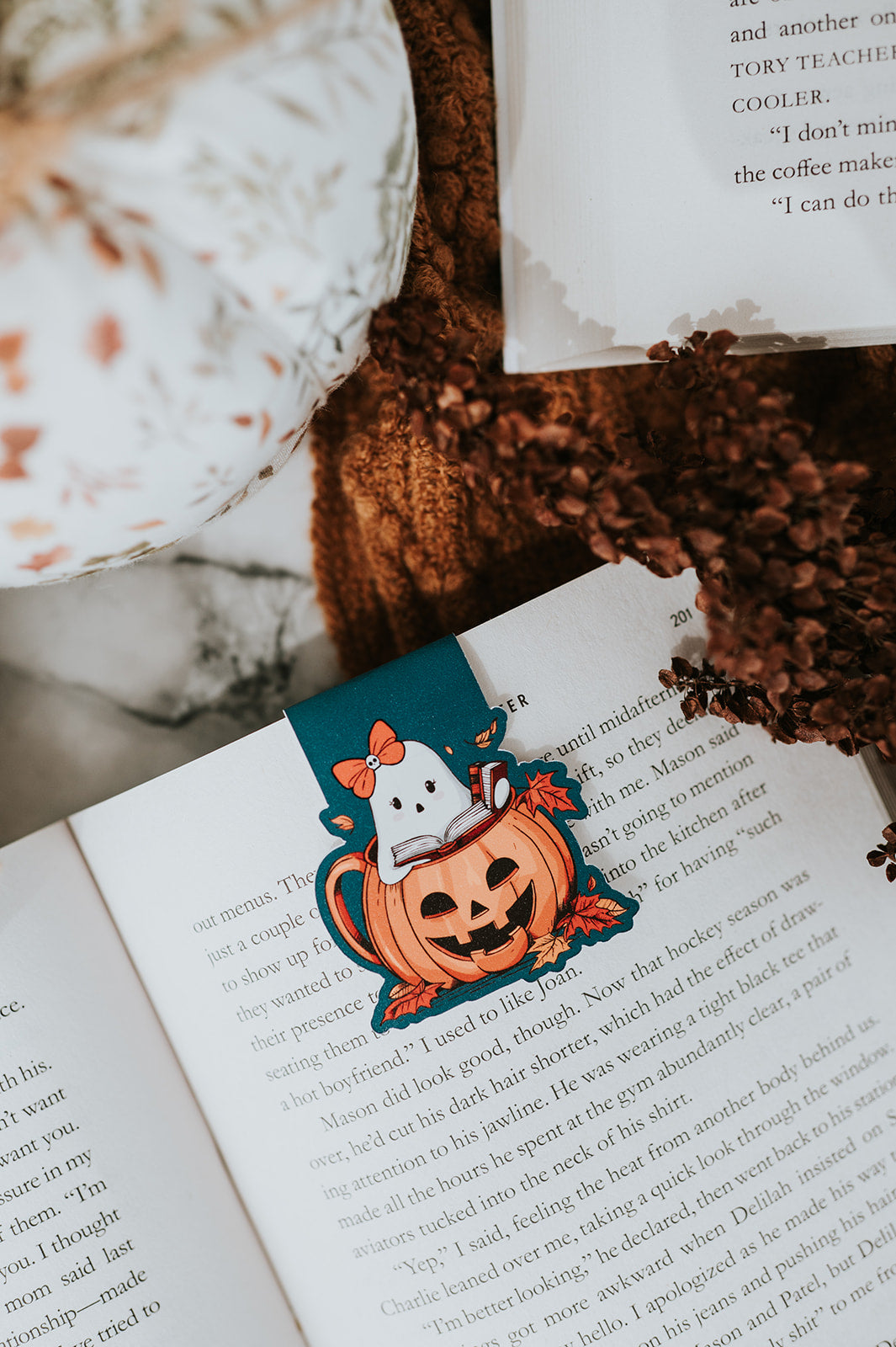 Fall Reading Ghost Magnetic Bookmark image 0
