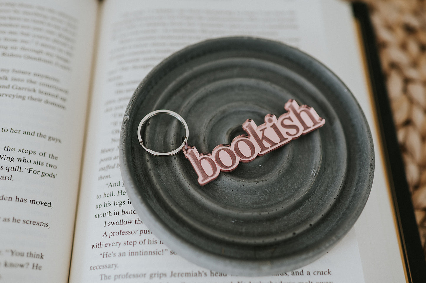 Bookish Rose Gold Acrylic Keychain image 0