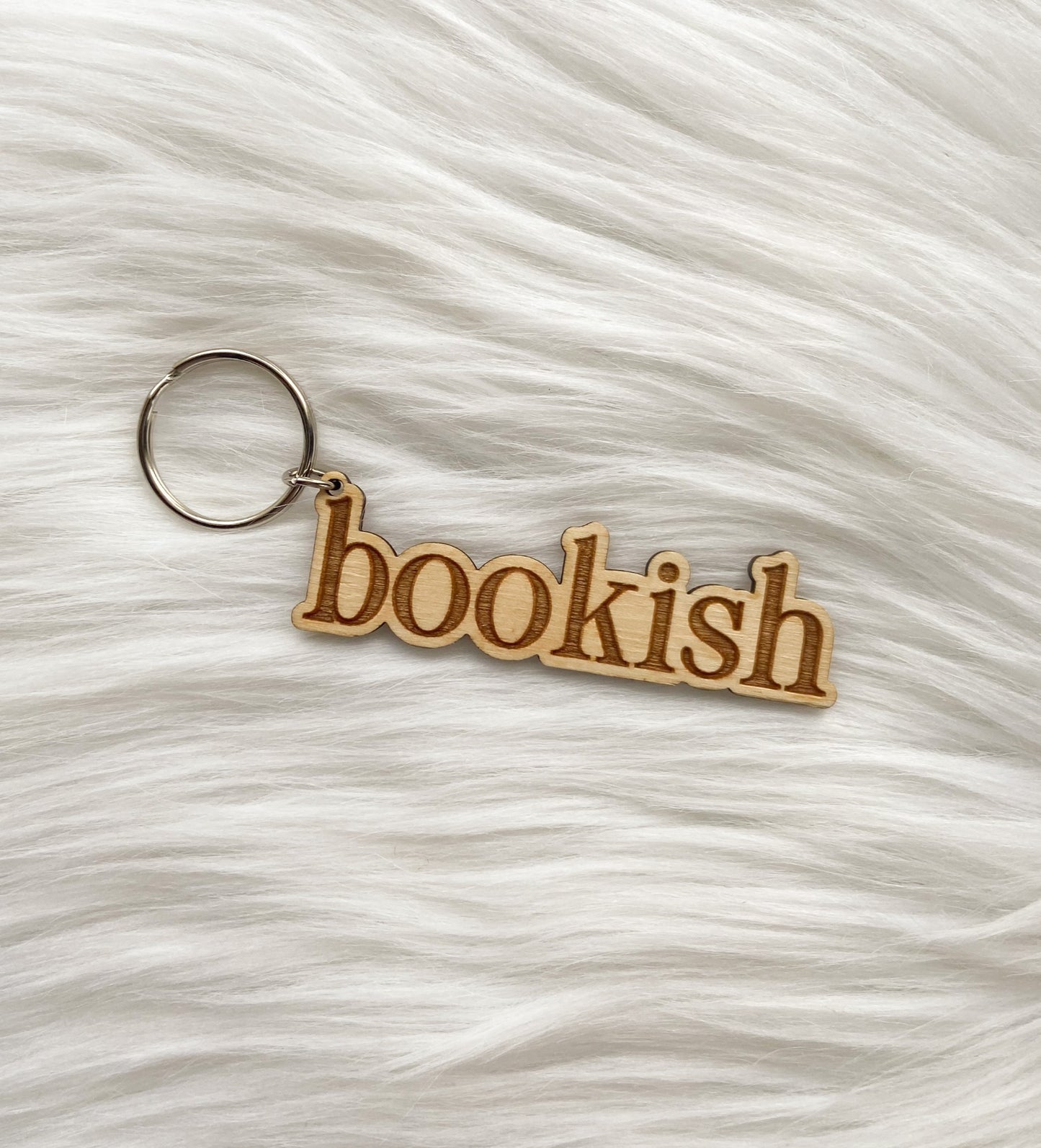 Bookish Wooden Keychain image 0
