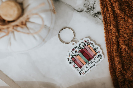 No Such Thing As Too Many Books Floral Keychain image 0