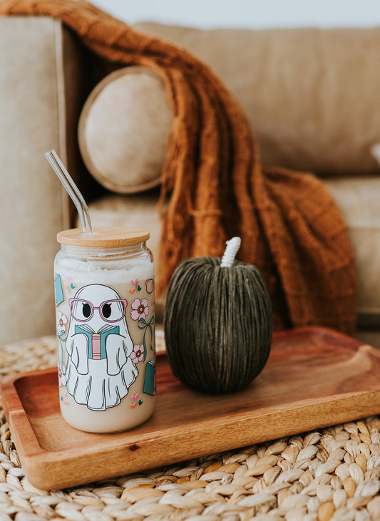 Reading Ghost 16oz Glass Cup image 0