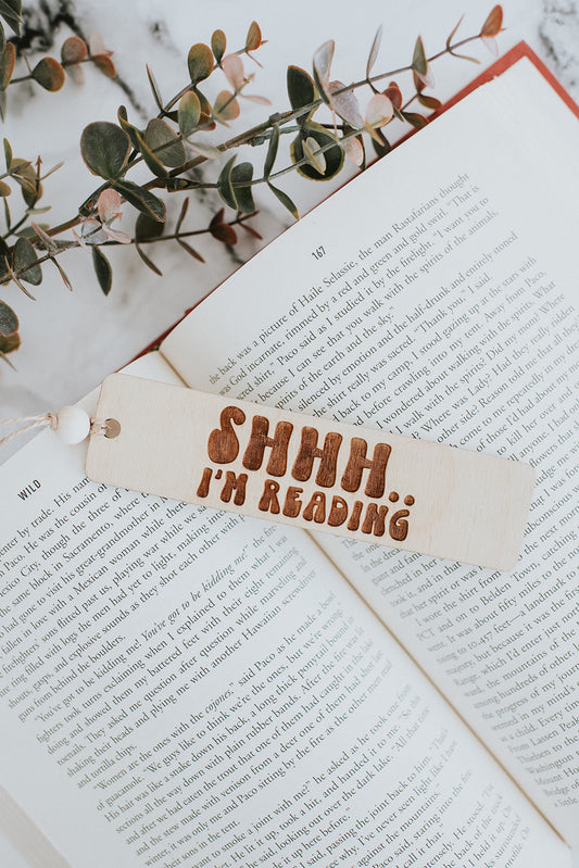 Shhh .. I'm Reading Wood Bookmark image 0