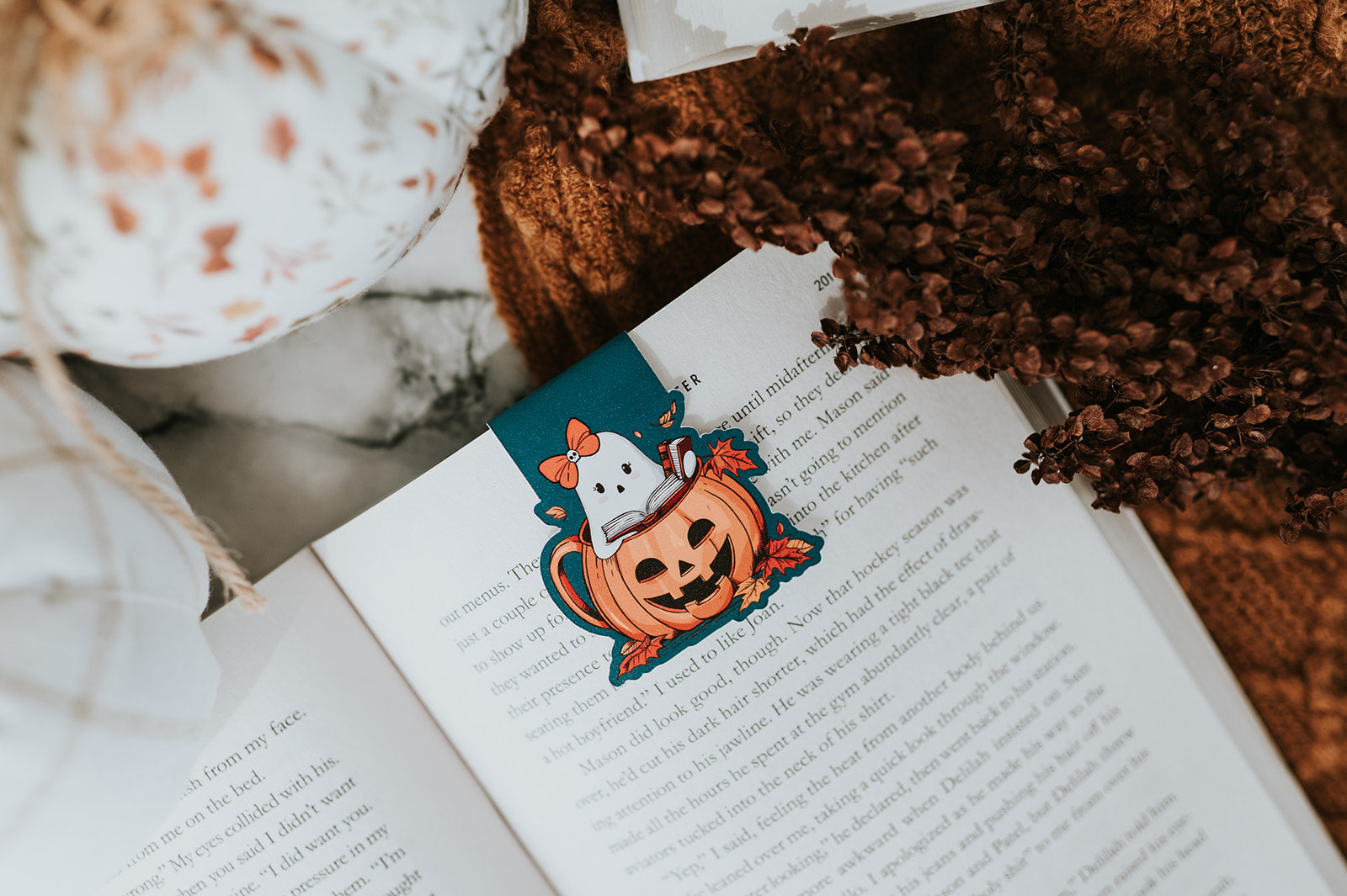 Fall Reading Ghost Magnetic Bookmark image 1