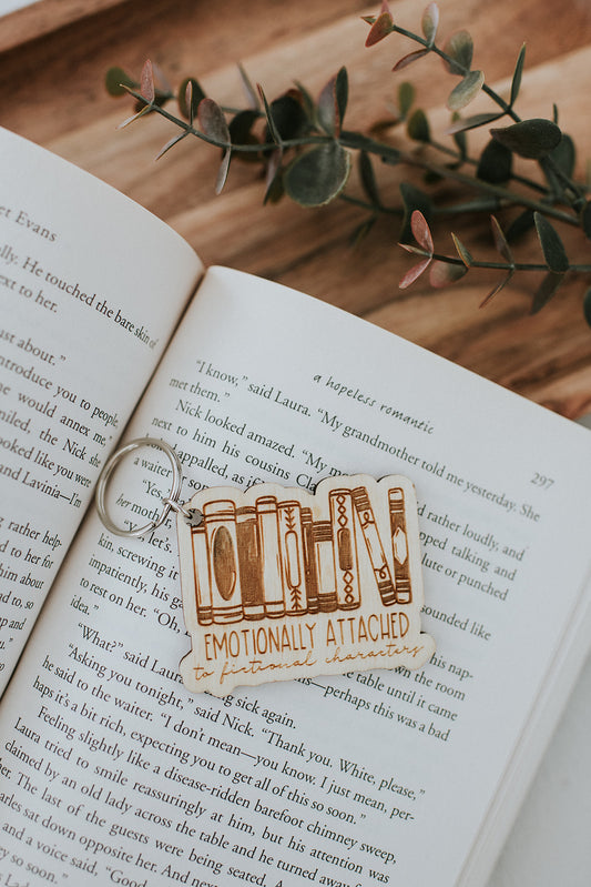Emotionally Attached Wood Keychain image 0