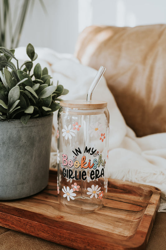 Bookish Girlie Era Glass Can w/ Straw image 0