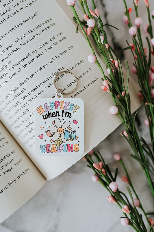 Happiest When I’m Reading Keychain image 0