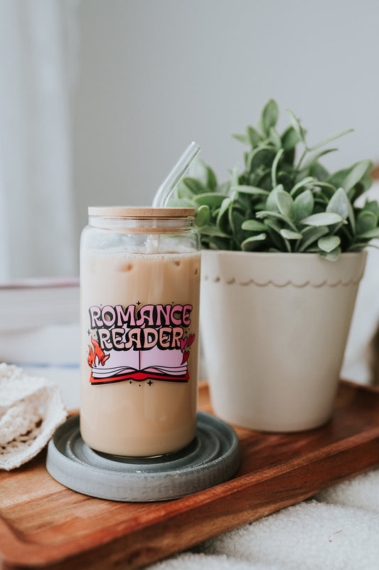 Romance Reader Glass Can w/ Straw image 0