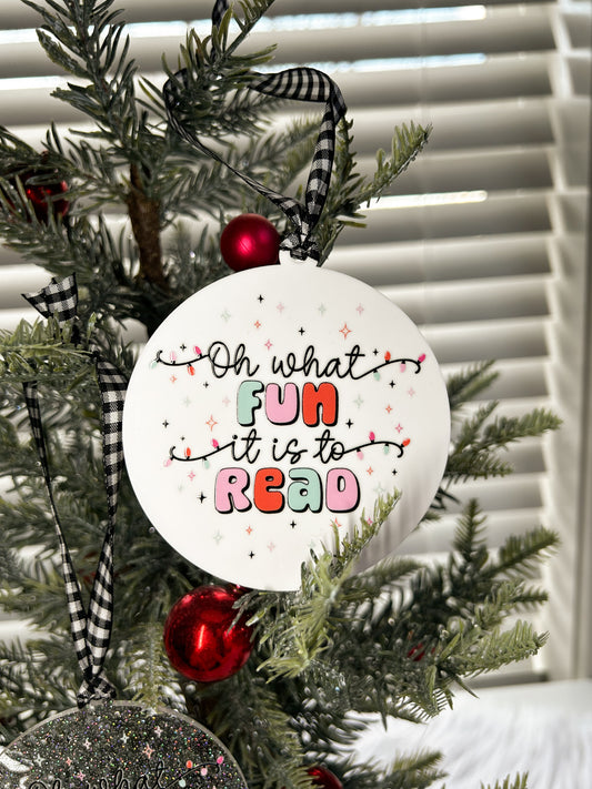 Oh What Fun It Is To Read Acrylic Ornament image 0