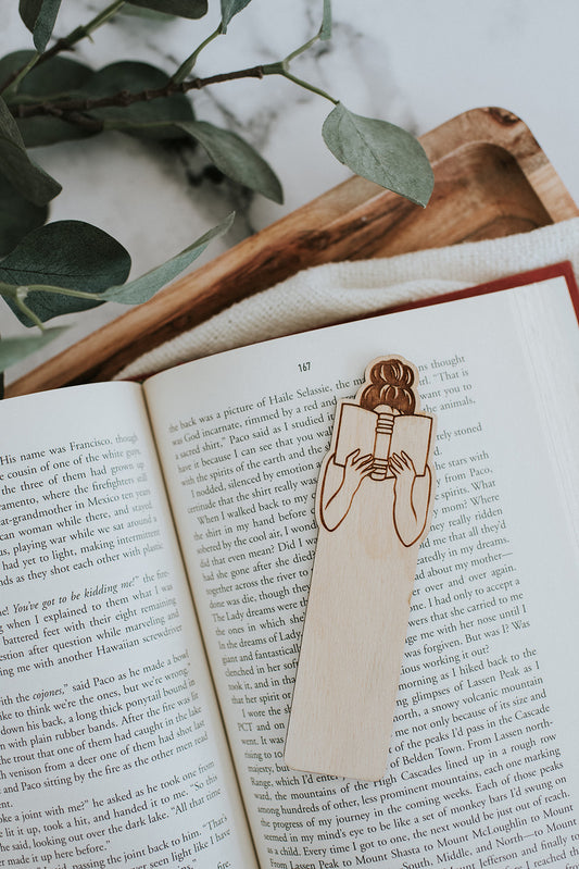Reading Girl Wooden Bookmark image 0