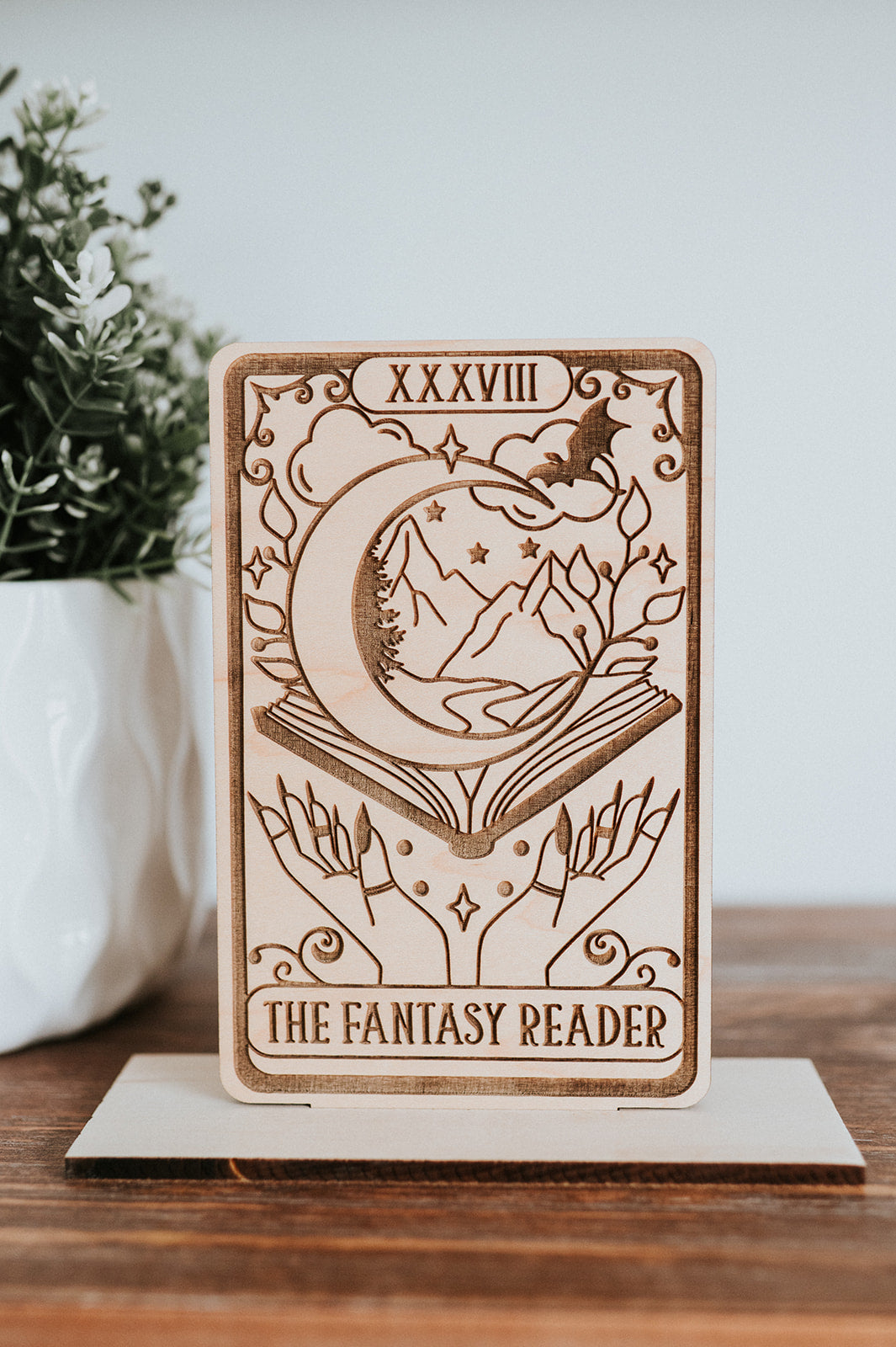 The Fantasy Reader Tarot Wooden Shelf Sitter