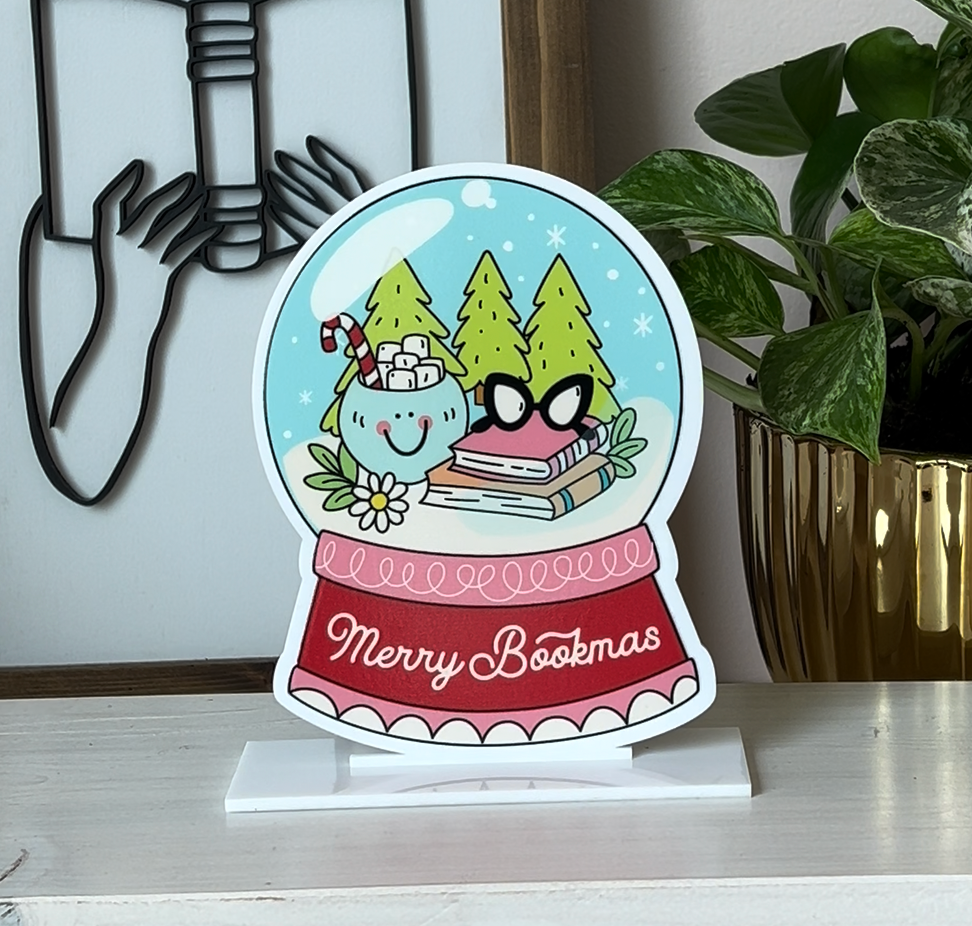 Merry Bookmas Acrylic Shelf Sign w/ Stand