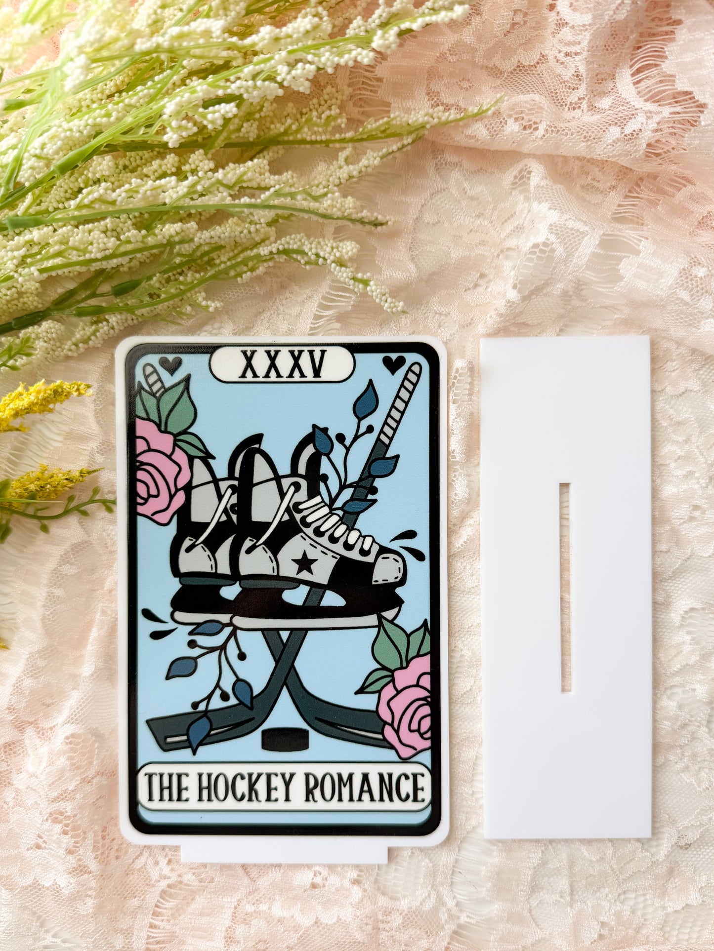 Hockey Romance Tarot Card Acrylic Shelf Sitter w/ Stand