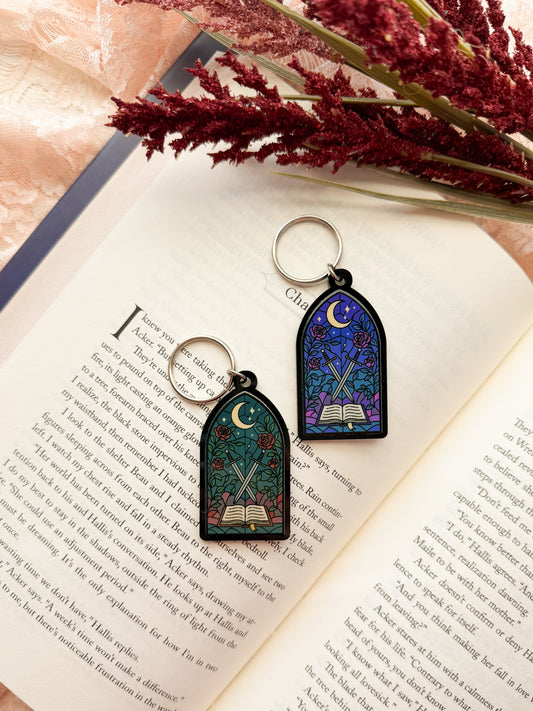 Bookish Stained Glass Window Acrylic Keychain
