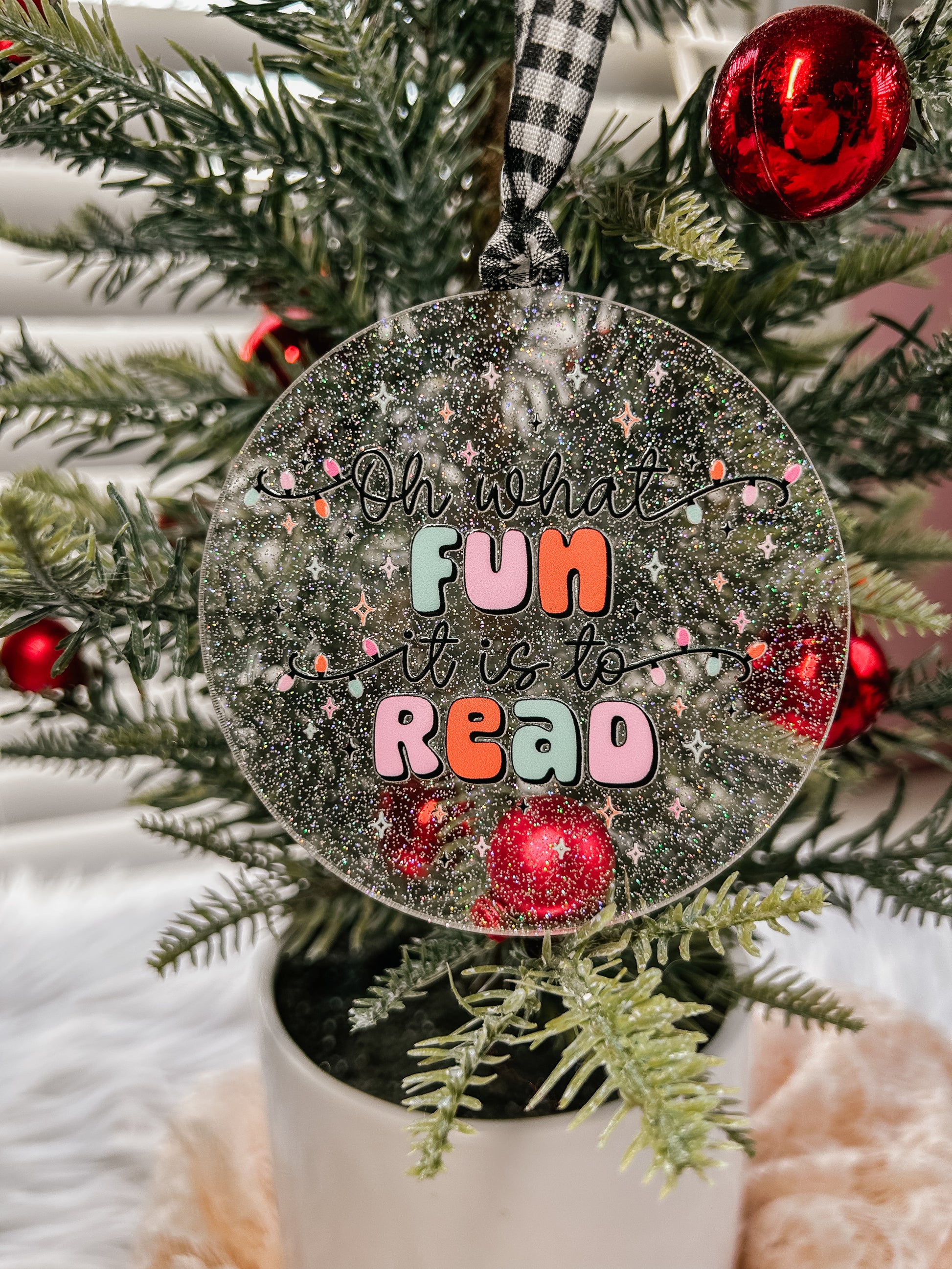 Oh What Fun It Is To Read Acrylic Ornament image 1