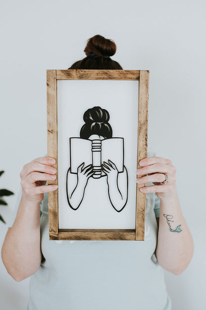 Top Knot & Books Framed Sign image 1