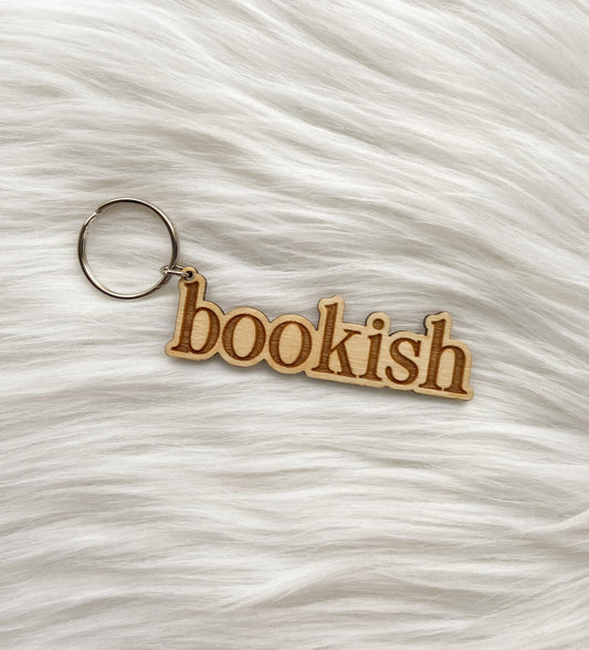 Bookish Wooden Keychain image 0