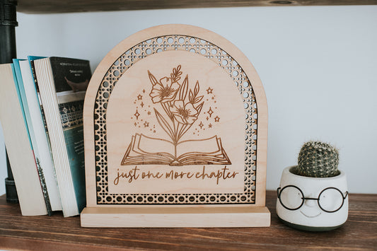 Just One More Chapter Floral Rattan Arch Sign image 0