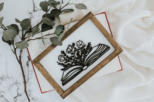 Floral Book Framed Sign image 0