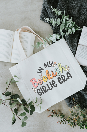 Bookish Girlie Era Linen Tote Bag | Bookish Bird Co.
